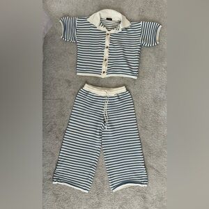 Striped Blue and White Two-Piece Set